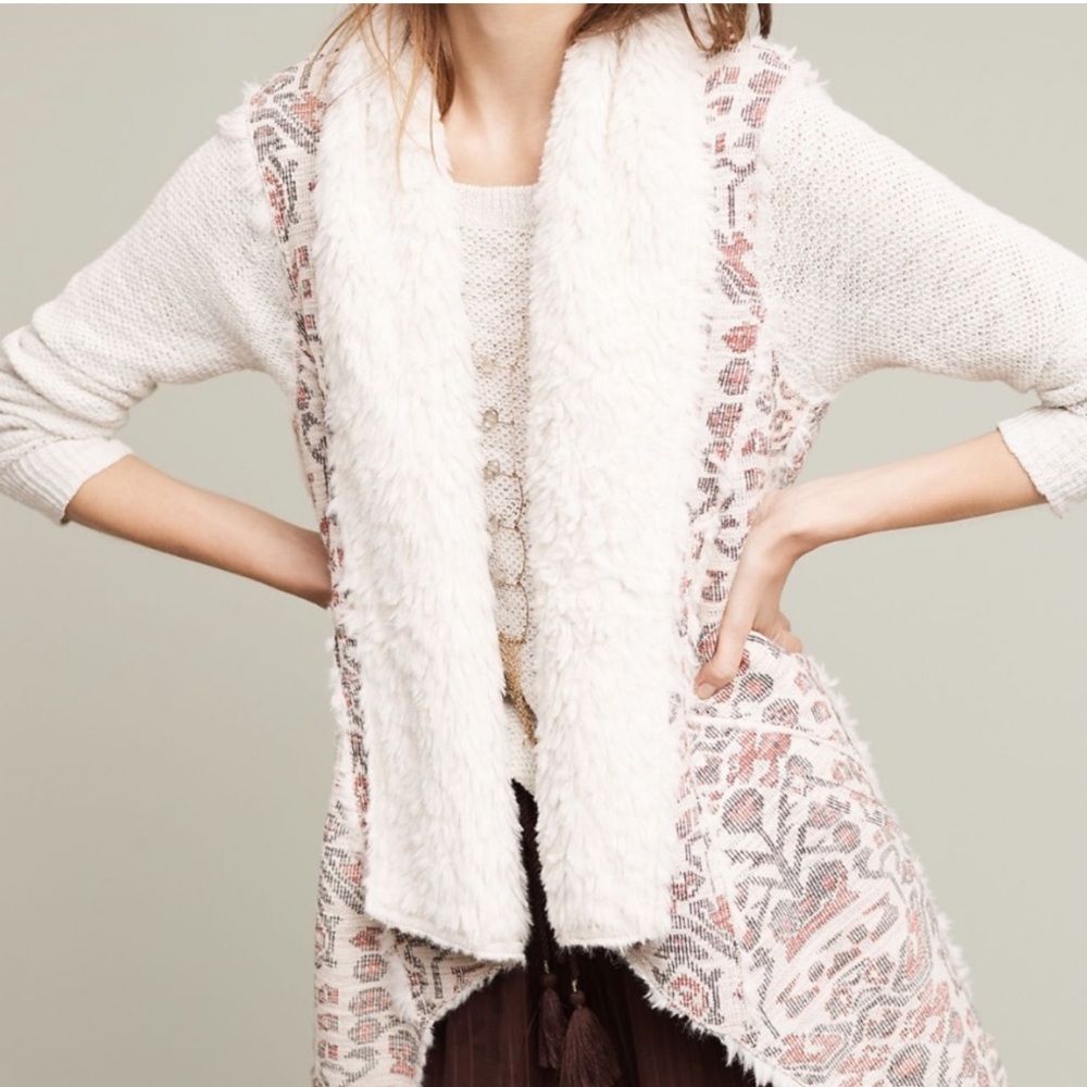 Anthropologie Jacquard Sherpa Vest